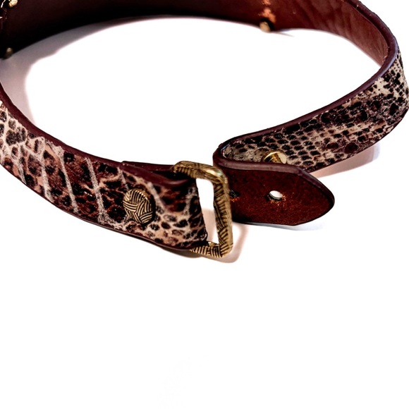 NEW - Vintage Inspired Bold Statement Snakeskin and Brass Choker Necklace - Picture 3 of 4